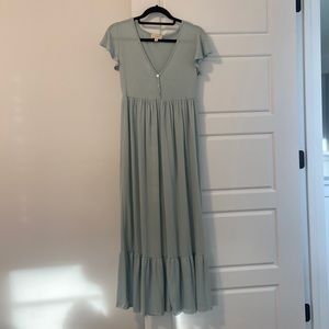 Maxi baby blue ruffle dress